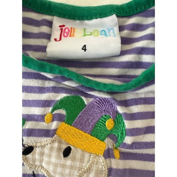 Jellybean Girls Striped Embroidery Dog Purple‎ & White Size 4 - Picture 3 of 4
